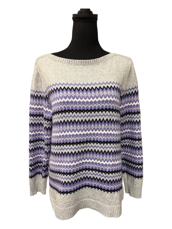 Talbots Sweaters - Talbots Fair Isle Sweater Large Purple Gray Soft Knit Winter Cozy Pullover